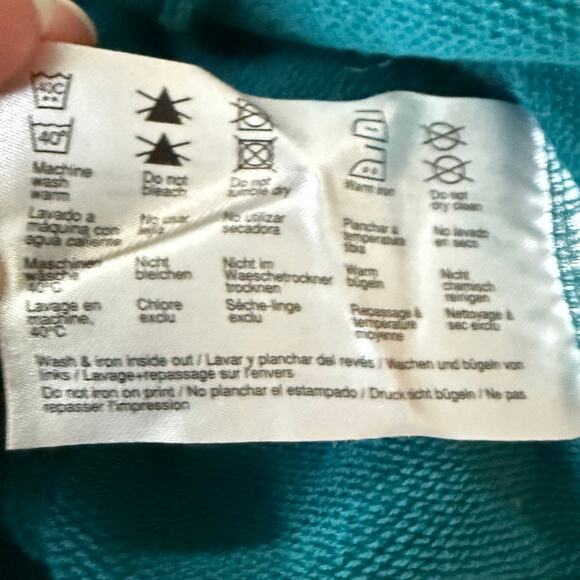 Vintage Y2K Esprit Hoodie Winged E Snap Front Pullover Teal Athleisure Cozy - Picture 12 of 15